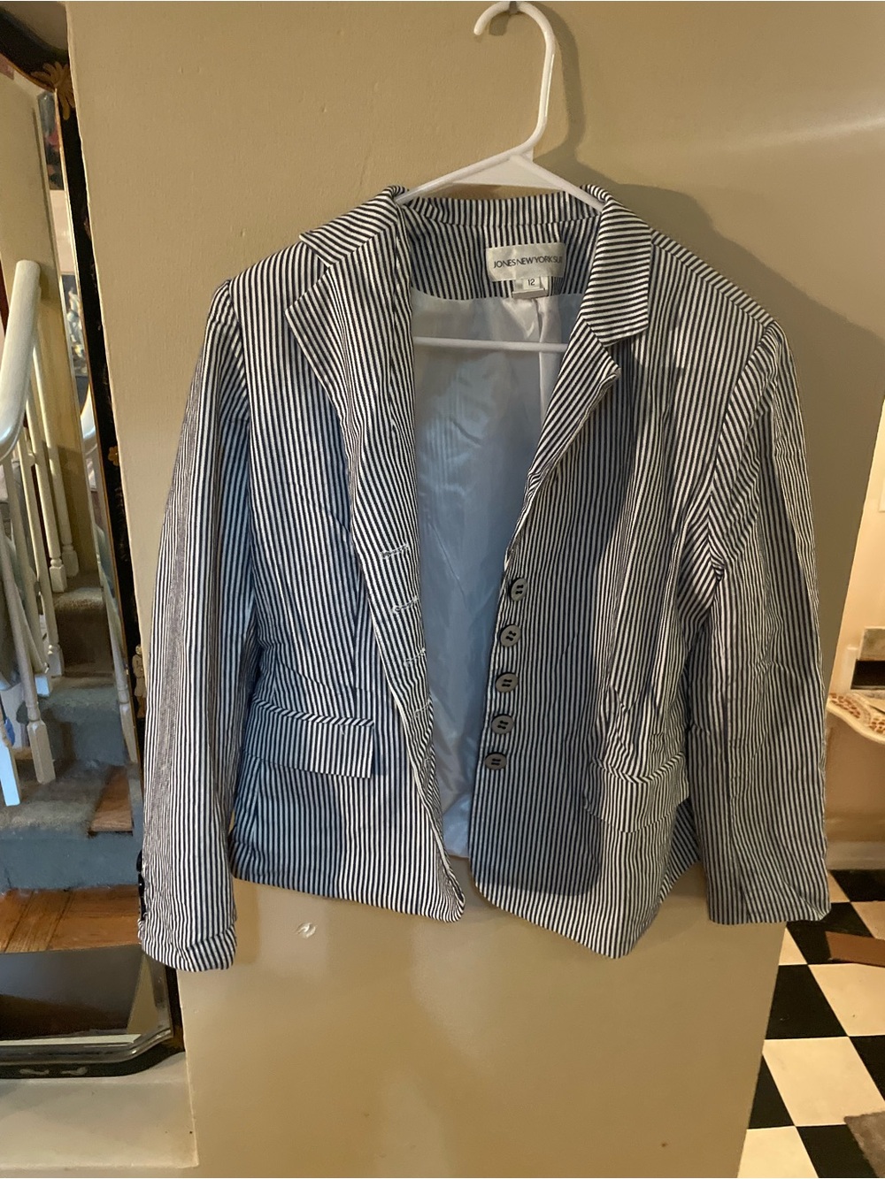 Vintage Jones New York suit Blue and White Pinstripe Blazer